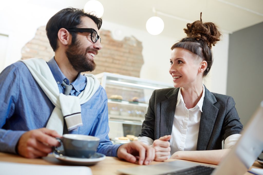 conversation at work between man and woman