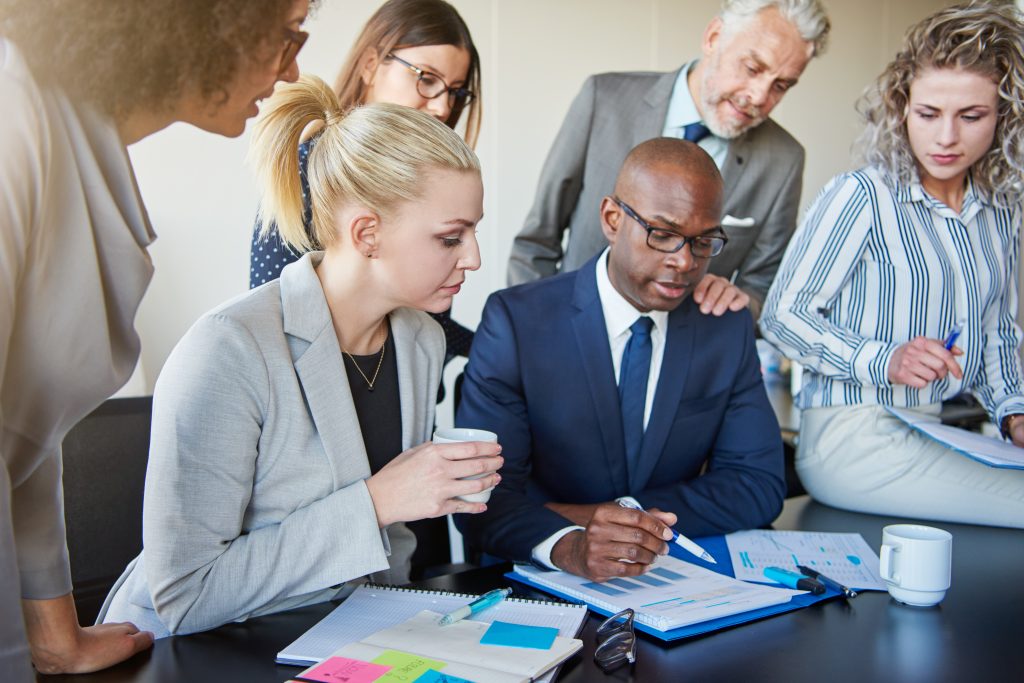 group of business people making decisions